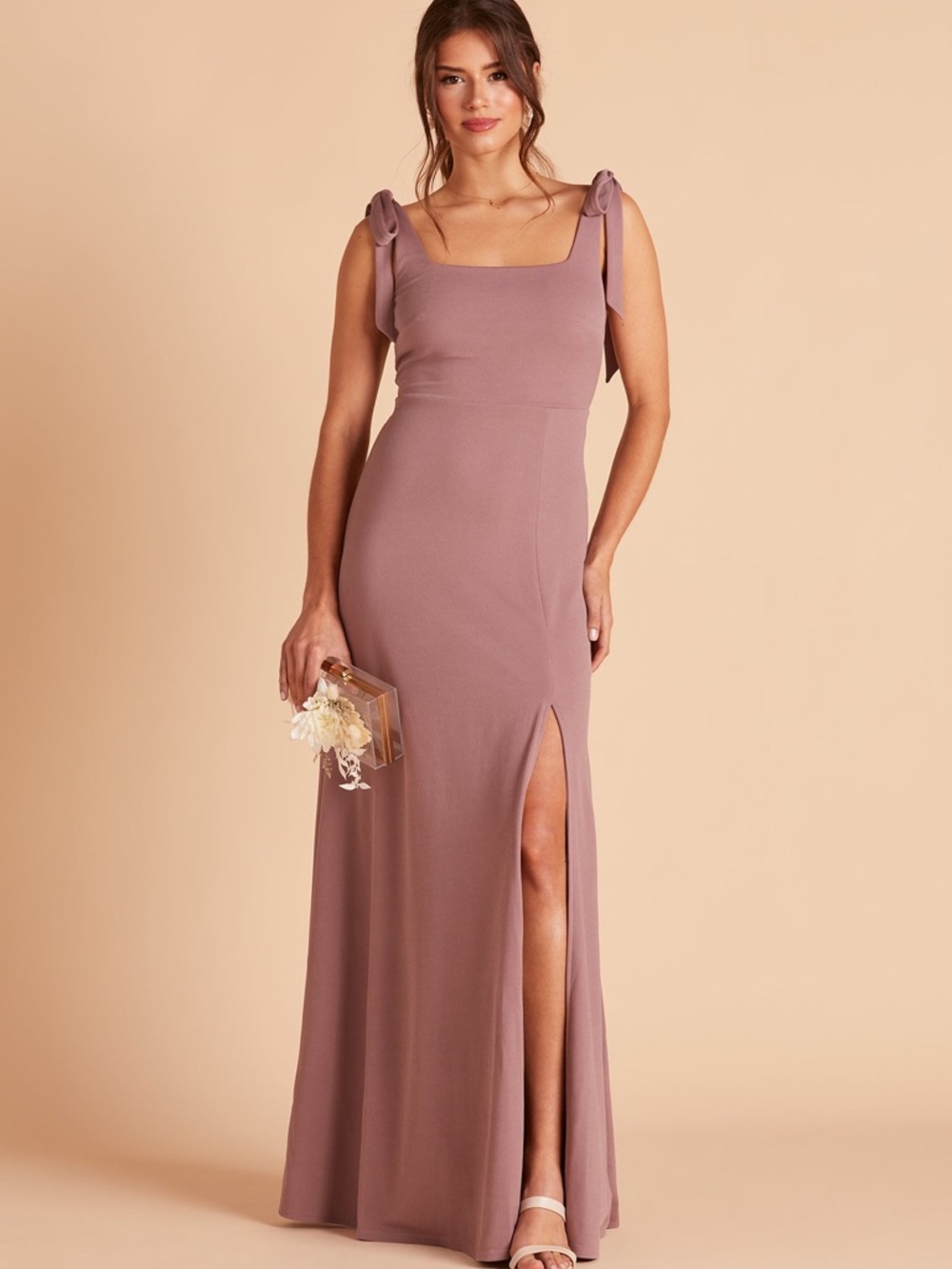 Alex Dress in Crepe Dark Mauve | Birdy Grey